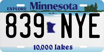 MN license plate 839NYE