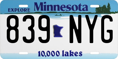 MN license plate 839NYG