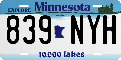 MN license plate 839NYH