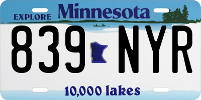 MN license plate 839NYR