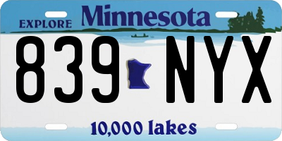 MN license plate 839NYX