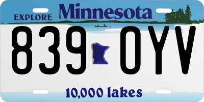 MN license plate 839OYV
