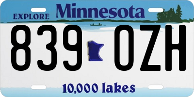MN license plate 839OZH