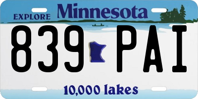 MN license plate 839PAI