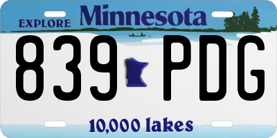 MN license plate 839PDG