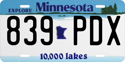 MN license plate 839PDX