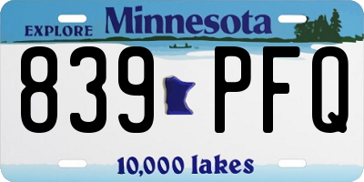 MN license plate 839PFQ