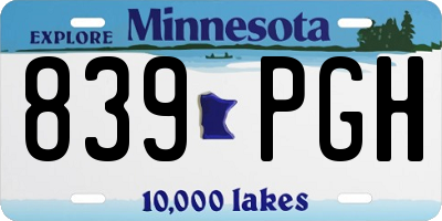 MN license plate 839PGH