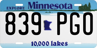 MN license plate 839PGO