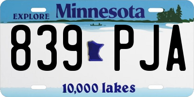 MN license plate 839PJA