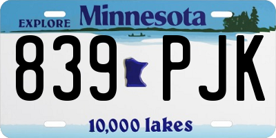 MN license plate 839PJK