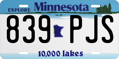 MN license plate 839PJS