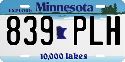 MN license plate 839PLH