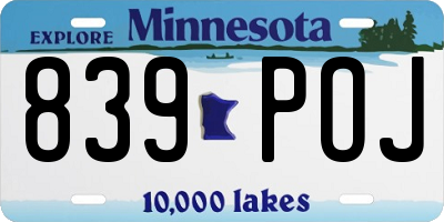 MN license plate 839POJ