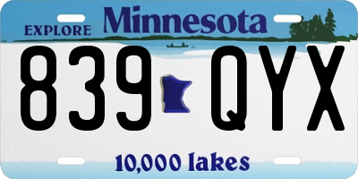MN license plate 839QYX