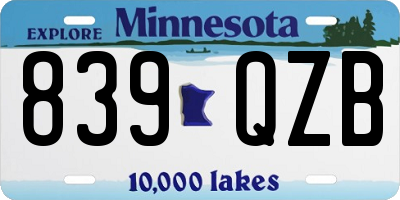 MN license plate 839QZB