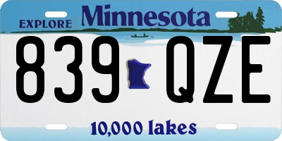 MN license plate 839QZE
