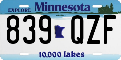 MN license plate 839QZF