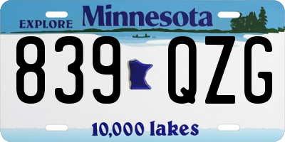 MN license plate 839QZG