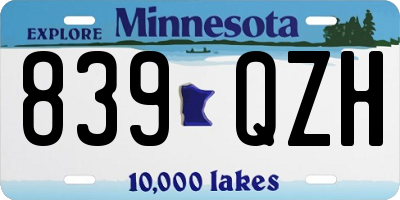 MN license plate 839QZH