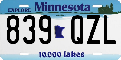 MN license plate 839QZL