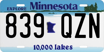 MN license plate 839QZN