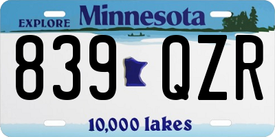 MN license plate 839QZR