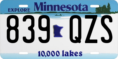MN license plate 839QZS