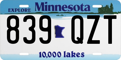 MN license plate 839QZT