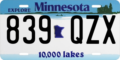 MN license plate 839QZX