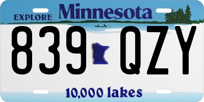 MN license plate 839QZY