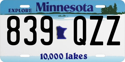 MN license plate 839QZZ