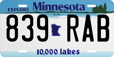 MN license plate 839RAB