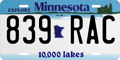 MN license plate 839RAC