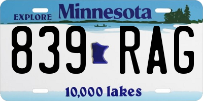 MN license plate 839RAG