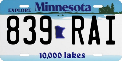 MN license plate 839RAI