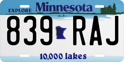 MN license plate 839RAJ