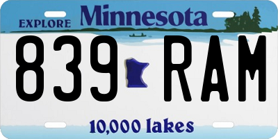 MN license plate 839RAM