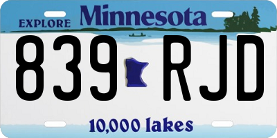 MN license plate 839RJD
