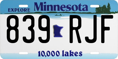 MN license plate 839RJF
