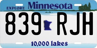 MN license plate 839RJH
