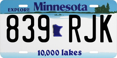 MN license plate 839RJK
