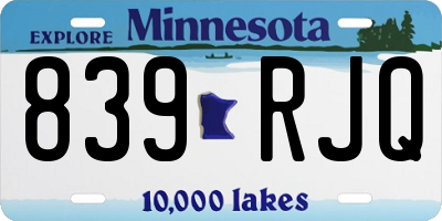 MN license plate 839RJQ