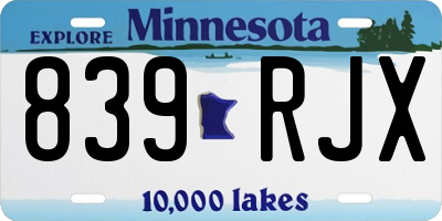 MN license plate 839RJX