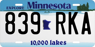MN license plate 839RKA