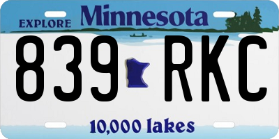 MN license plate 839RKC