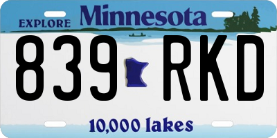 MN license plate 839RKD