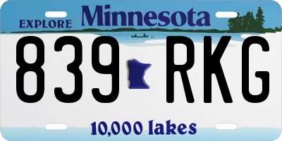 MN license plate 839RKG