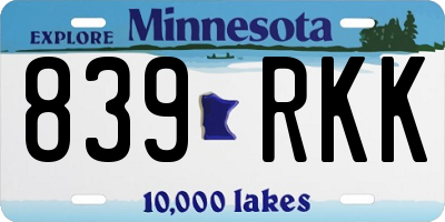 MN license plate 839RKK