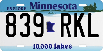 MN license plate 839RKL